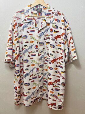Men's Retro Racing Emblems Camp Shirt XXL Arctic SS XXL Polyester Button Up